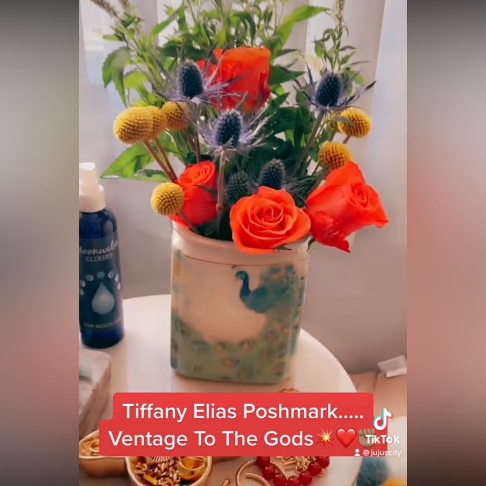 LIKE-NOTIFICATION-CLIENT APPRECIATION, PURCHASED PEACOCK CANISTERS USED AS VASES